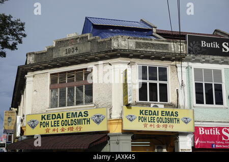old colonial shophouses in Pekan Sungai Besi town, Kuala Lumpur, Malaysia