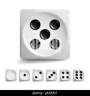 Playing Dice Vector Set. 3d Realistic Cubes With Dot Numbers. Good For Playing Board Casino Game. Isolated Stock Vector