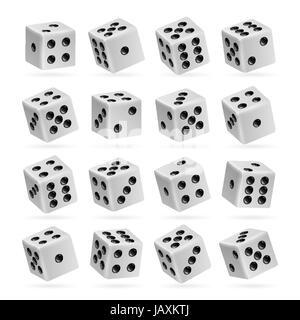 Playing Dice Vector Set. 3d Realistic Cubes With Dot Numbers. Good For Playing Board Casino Game. Isolated Stock Vector