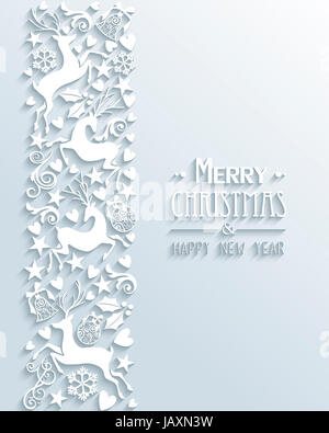 Merry Christmas and Happy new year contemporary 3d banner season card design. EPS10 vector illustration with transparency layers. Stock Photo
