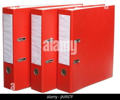 Red file folders archive isolated on white background Stock Photo - Alamy