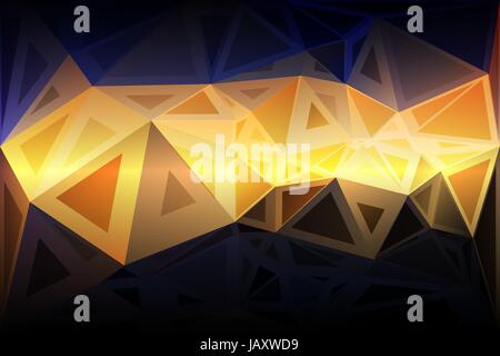 Blue yellow orange black abstract random sizes low poly geometric background Stock Vector