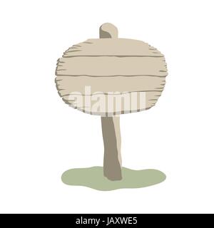 Round shape blank weathered wooden sign boards vector cartoon style Stock Vector