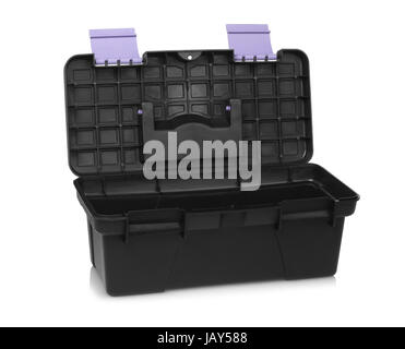 Open Empty Black Toolbox on White Background Stock Photo