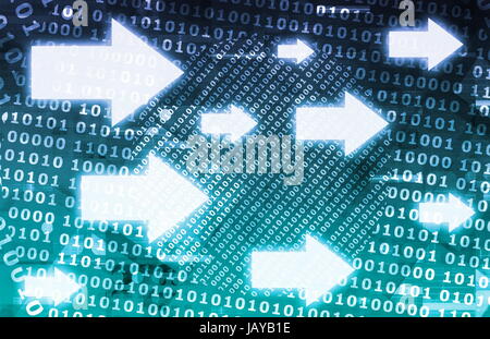 Binary Data Stream with Arrows on Digital Abstract Stock Photo