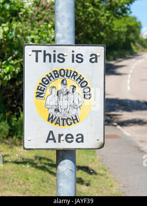 This is a neighbourhood watch area sign, Zelah Cornwall England UK. Stock Photo