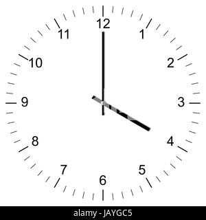 Illustration einer Uhr um 04:00 Uhr freigestellt auf weißem Hintergrund Stock Photo