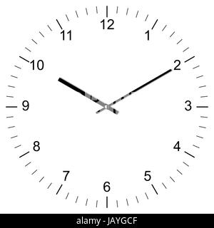 Illustration einer Uhr um 10:10 Uhr freigestellt auf weißem Hintergrund Stock Photo
