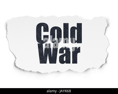 Politics concept: Painted black text Cold War on Torn Paper background with  Tag Cloud Stock Photo