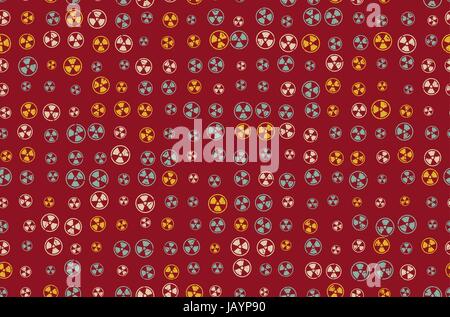 Vector Pattern 60s. Seamless Background With Nuclear Icon. Radioactive Stock Vector