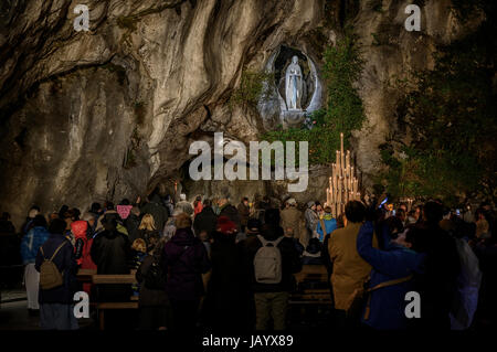 Grotto of the Virgin Immaculate Conception in Lourdes, France Stock Photo
