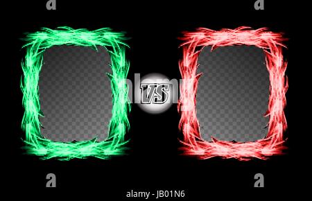 Versus Vector Symbol With Fire Frames. VS Letters. Flame Fight Background Design. Competition Concept Stock Vector