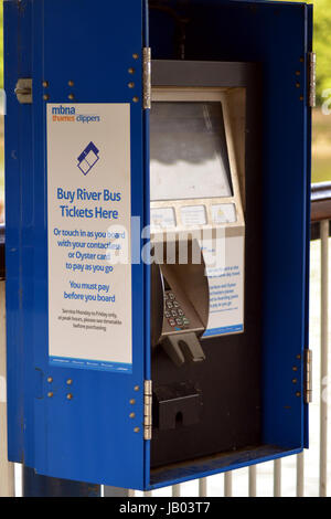 Blue bus ticket vending machine and electronic display with bus ...