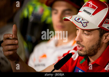 Montmelo, Spain. 08th June, 2017. #4 Andrea Dovizioso (Italian) Ducati Team Ducati during the press conference before Catalonian Moto GP Grand Prix, Circuit of Montmelo. Thursday, June 08, 2017. Credit: Gtres InformCión más ComuniCión on line, S.L./Alamy Live News Stock Photo