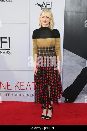 Hollywood, Ca., USA. 8th June, 2017. Emma Stone at the American Film Institute Gala honoring Diane Keaton with the AFI 45th Life Achievement Award at The Dolby Theater in Hollywood, California on June 8, 2017. Credit: Faye Sadou/Media Punch/Alamy Live News Stock Photo