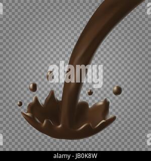 Chocolate splash. 3d realistic vector on transparent background Stock Vector