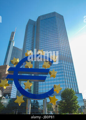 FRANKFURT AM MAIN, GERMANY - JUNE 06, 2013: The Europaeische Zentral Bank (European Central Bank) is the central bank for the Euro zone Stock Photo