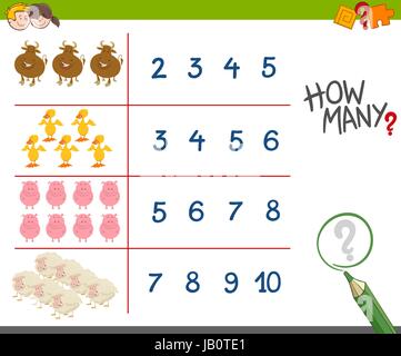 Circle the animals, game for children farm with animals cartoon style ...