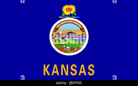 Illustration of the flag of Kansas state in America Stock Photo