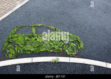 car icon made from green leaves Stock Photo