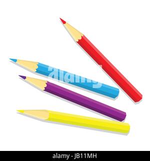 Illustration of color pencil on white background, education concept. Isolated Vector. Stock Vector