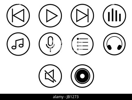 Icon set of player media button, iconic symbol on white background. Vector Iconic Design. Stock Vector