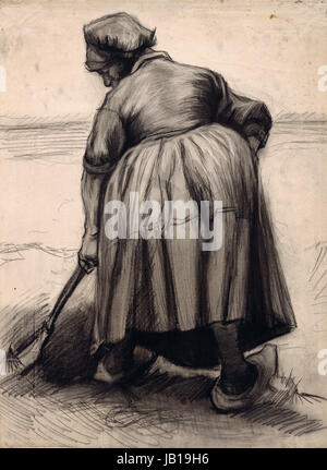 Vincent van Gogh - Peasant Woman Digging Stock Photo