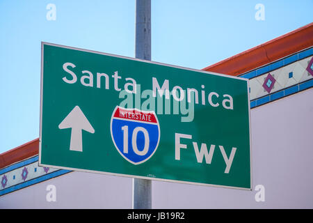 Direction sign to Santa Monica Freeway - LOS ANGELES - CALIFORNIA Stock Photo