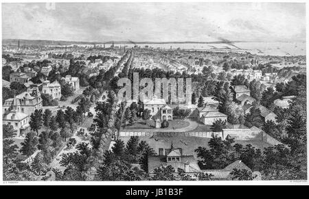 An engraving of the City of Buffalo scanned at high resolution from a book printed in 1872.  Believed copyright free. Stock Photo