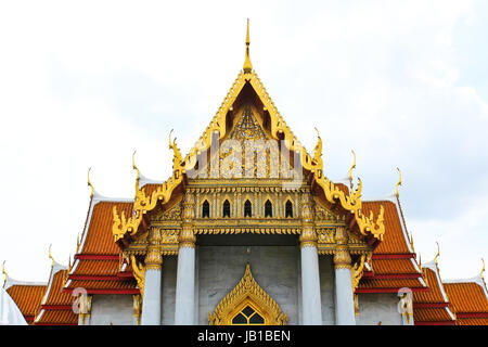 Traditional Thai architecture, Wat Benjamaborphit or Marble Temple, Bangkok Stock Photo