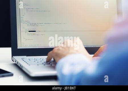 php programming - programmer working on new website development Stock Photo