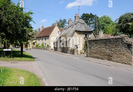 View to Westbury Cottage,  High Street, Sharnbrook, Bedfordshire Stock Photo