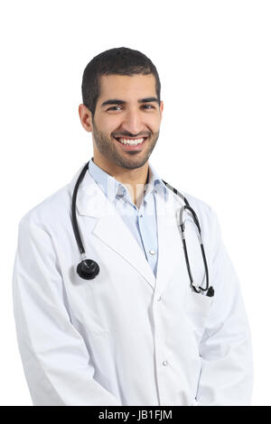 Arab saudi doctor man posing happy isolated on a white background Stock Photo