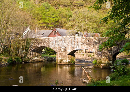 Fingle Bridge on the River Teign near Drewsteignton Dartmoor Devon UK Stock Photo