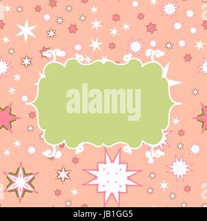 Scrapbooking green on pink template with place for text for invitation, greeting, happy birthday label, postcard, frame, baby or child posrcard, children pattern, clip art, holiday gift and etc. Stock Vector