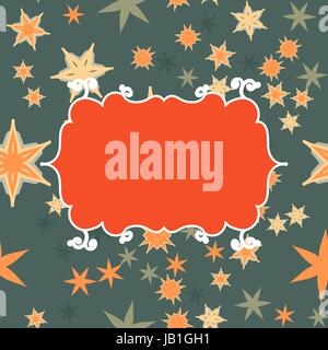 Scrapbooking template orange on green with place for text for invitation, greeting, happy birthday label, postcard frame, baby or child posrcard, children pattern, clip art, holiday, gift and etc. Stock Vector