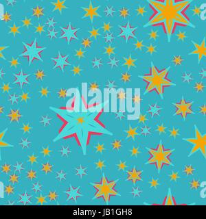Print seamless pattern geometric simple design with stylized stars and flowers of different size vector Stock Vector