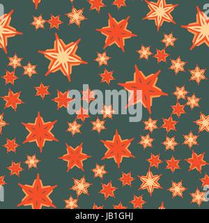 Print with stylized Flowers and Stars Stock Vector