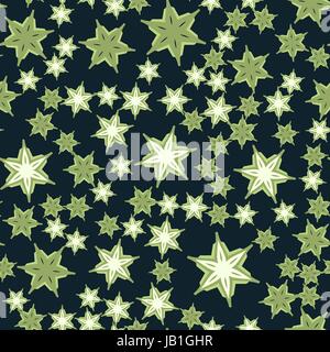 Seamless stars pattern deep green Print Stock Vector