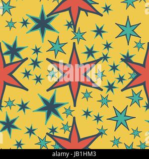 Print seamless pattern geometric simple design with stars or stylized flowers Stock Vector