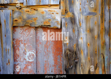 old weathered wooden gate, sardinia, italy Stock Photo