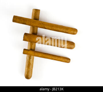 Vier große Zigarren; four large cigars on a white background Stock Photo