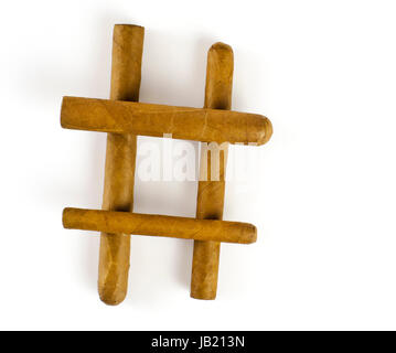 Vier große Zigarren; four large cigars on a white background Stock Photo