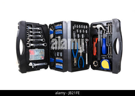 A folding plastic tool box isolated on white Stock Photo