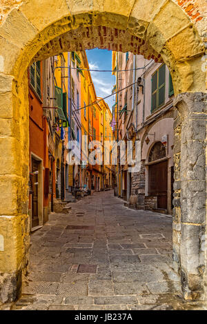 Italy Liguria Portovenere gate of  Entrance in the ancient village Stock Photo