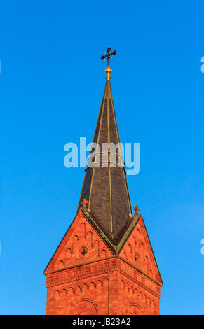 tower top of the basilica in seligenstadt Stock Photo