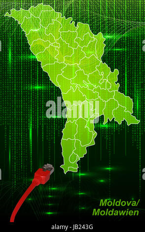 Moldawien in  Europa als Grenzkarte mit Grenzen in dem neuen Netzwerkdesign. Durch die ansprechende Gestaltung fügt sich die Karte perfekt in Ihr Vorhaben ein. Stock Photo
