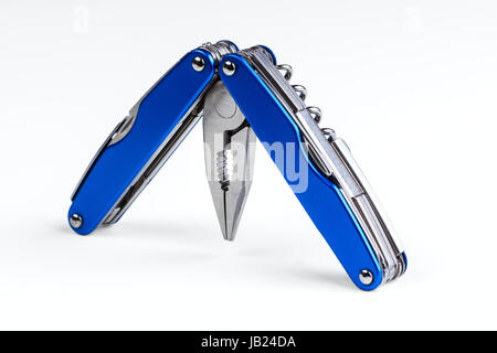 steel folding multitool isolated on white background Stock Photo