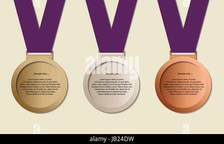 Medal in ribbon with copy-space, symbol for winning and success,  Medals for example Olympic games, vector Stock Vector