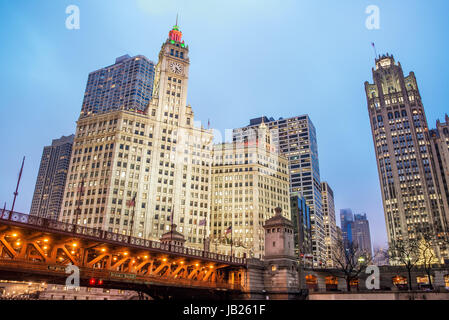 View of downtown Chicago in the area around Michigan Avenue Stock Photo